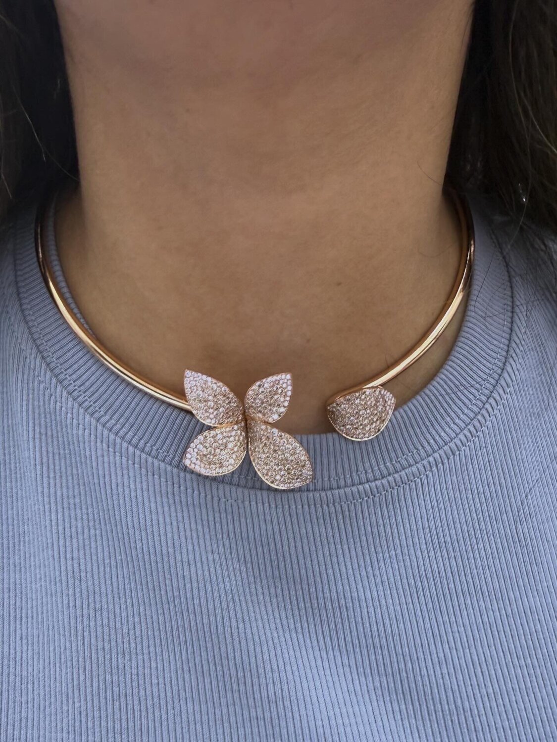 Rose Gold Diamond Butterfly Choker Necklace