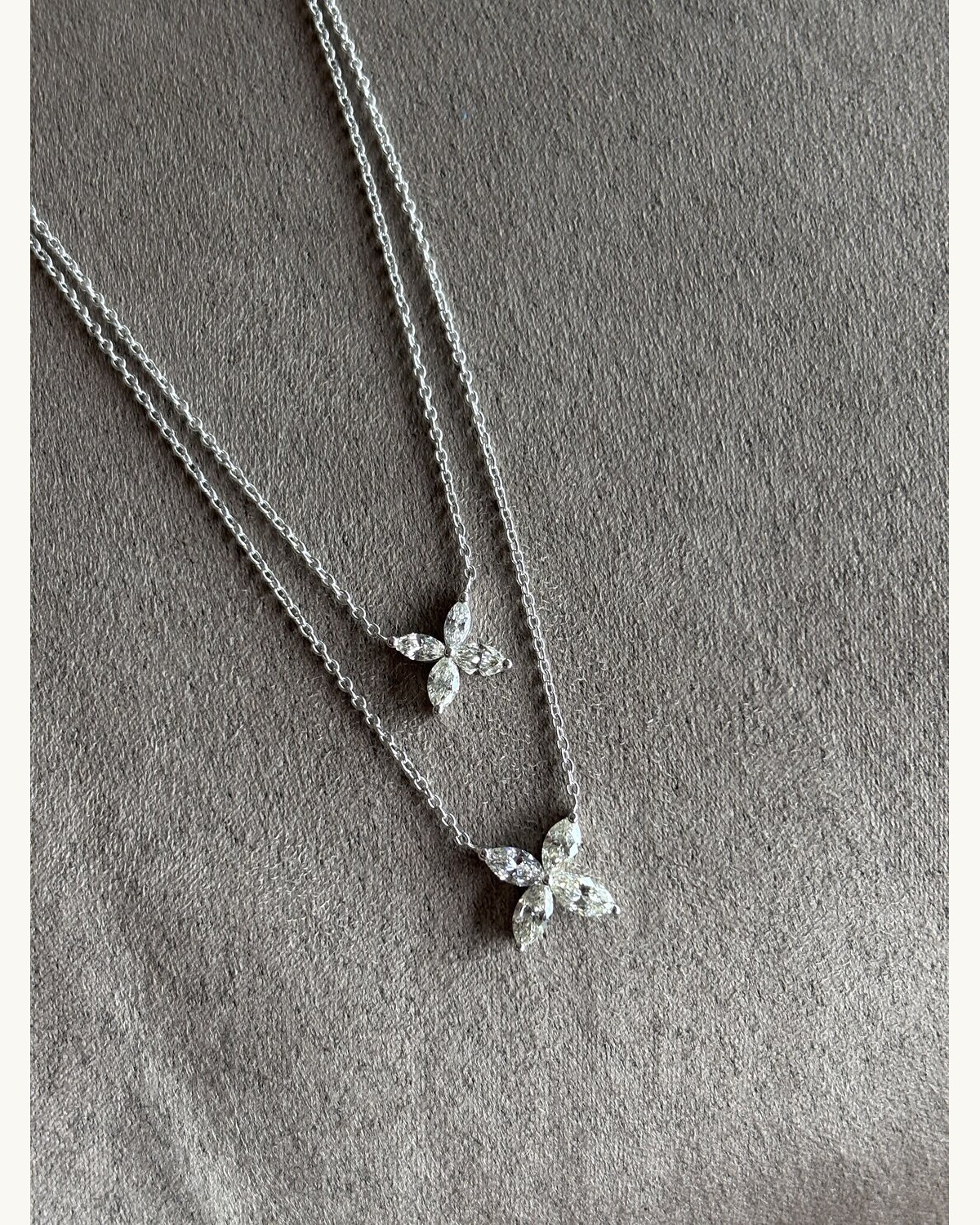 Layered Diamond Pendant Necklace Set