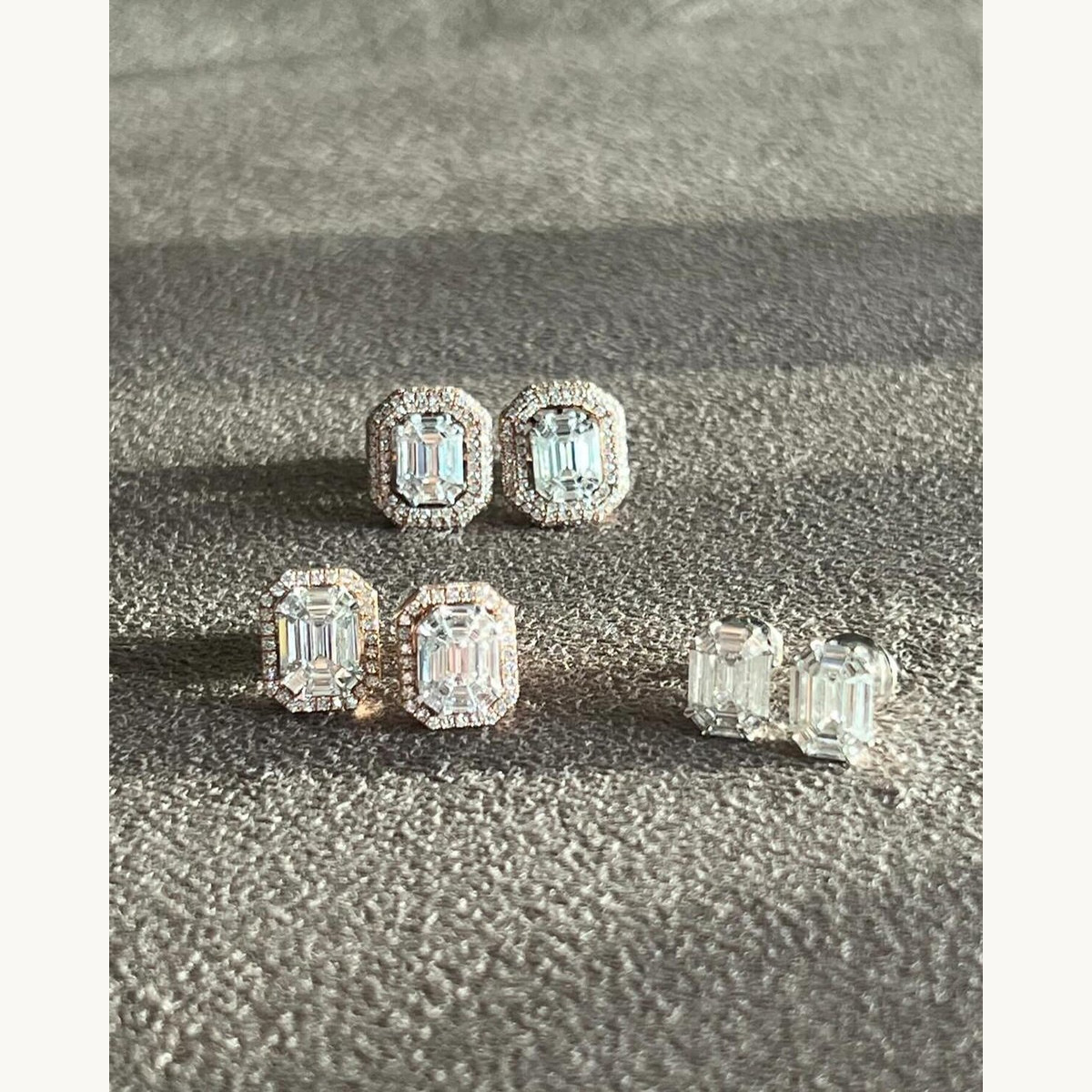 Emerald-Cut Diamond Stud Earrings