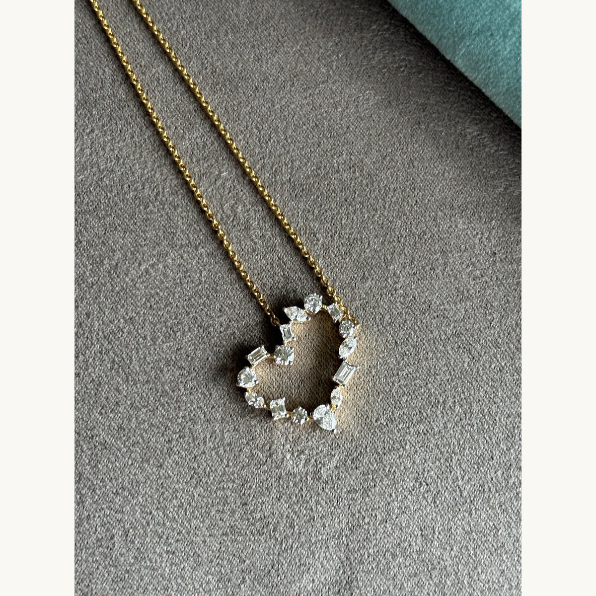 Gold Diamond Open-Heart Pendant Necklace