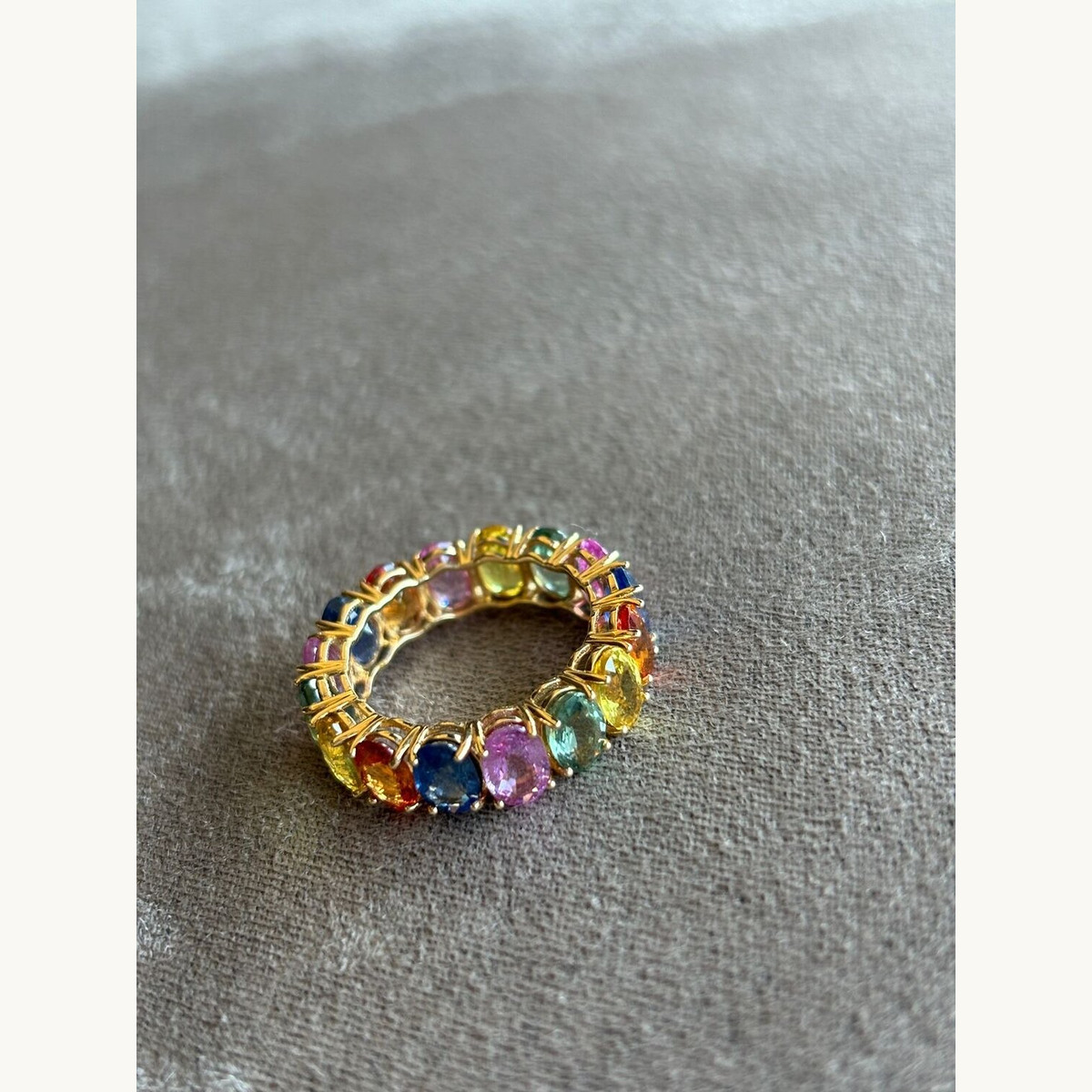 Rainbow Sapphire Eternity Band Ring