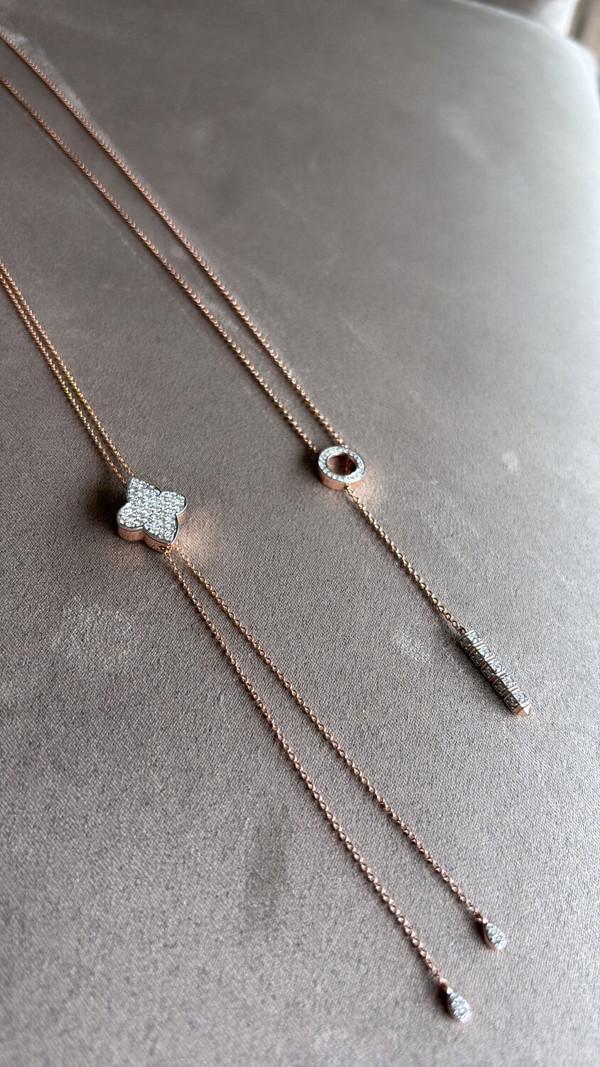 Rose Gold Diamond Lariat Drop Necklace