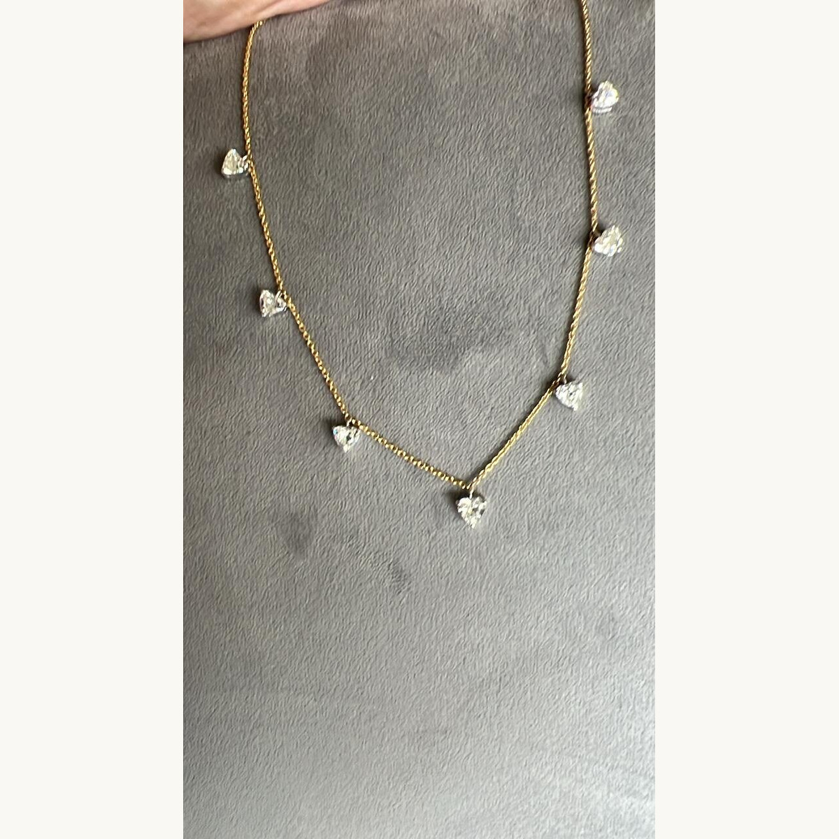 Gold Diamond Heart Station Necklace