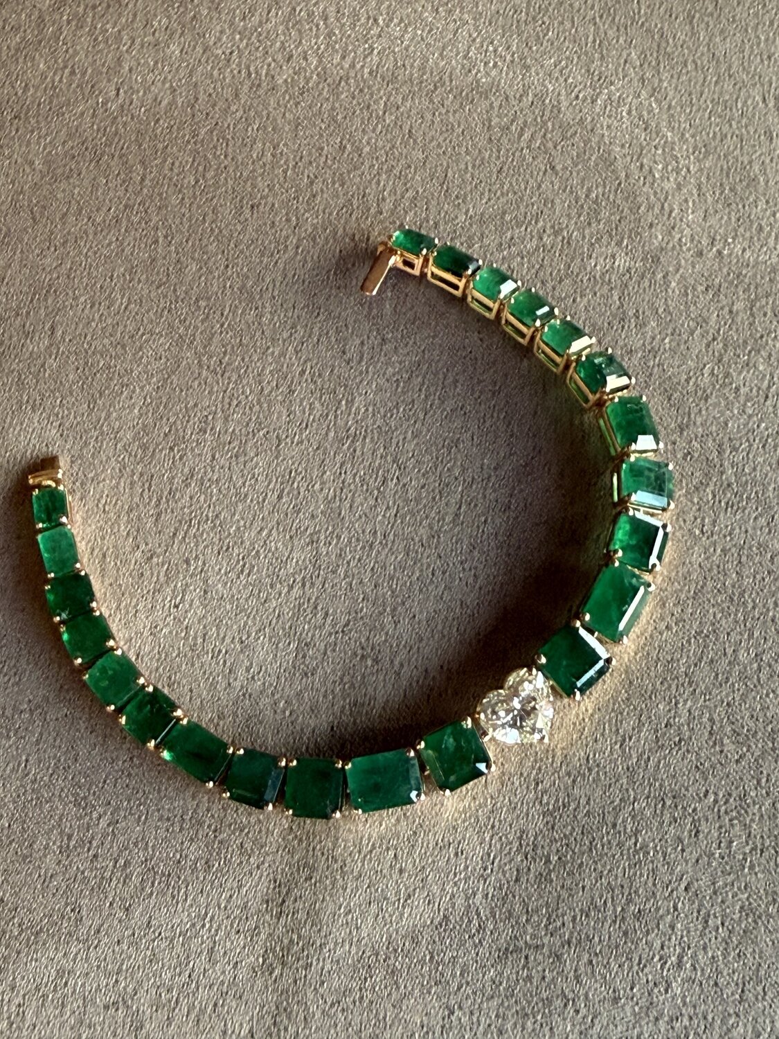 Octagon Emerald and Diamond Bracelet
