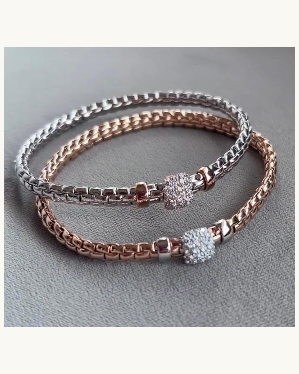 Rose Gold Box-Chain Diamond Wrap Bracelet