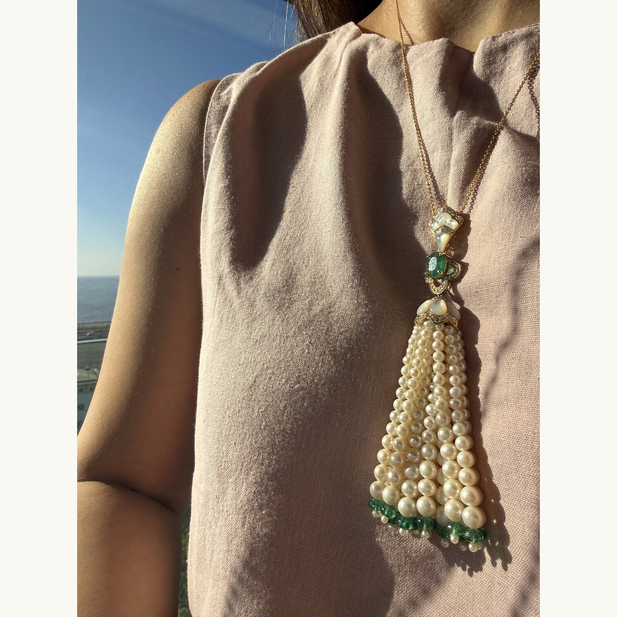 Pearl Tassel Drop Pendant Necklace