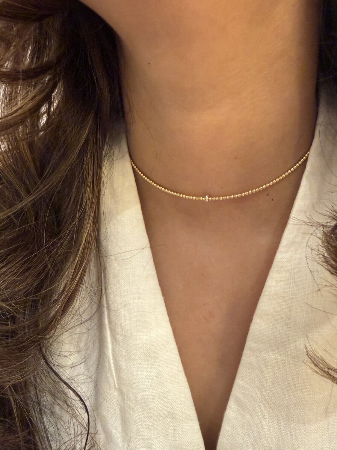 Fine Diamond Line Choker Necklace