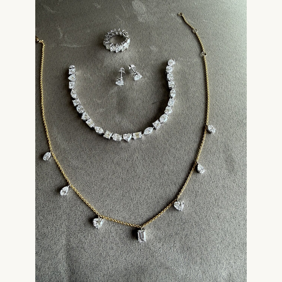 Diamond Bridal Necklace, Earring and Ring Set