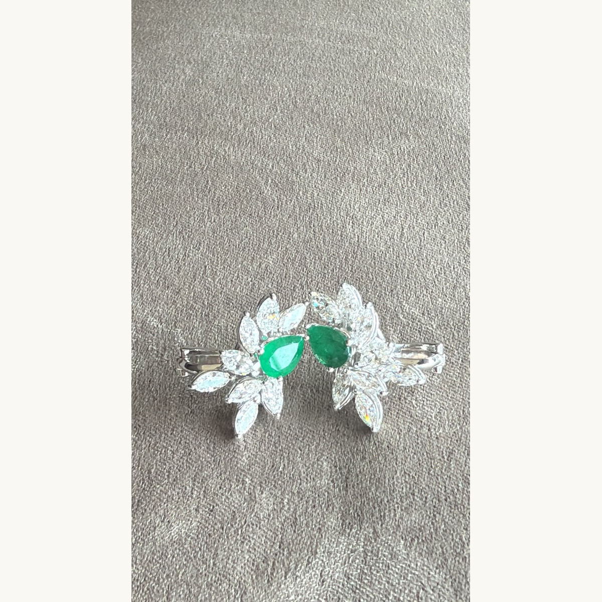 Emerald and Diamond Open Cocktail Ring