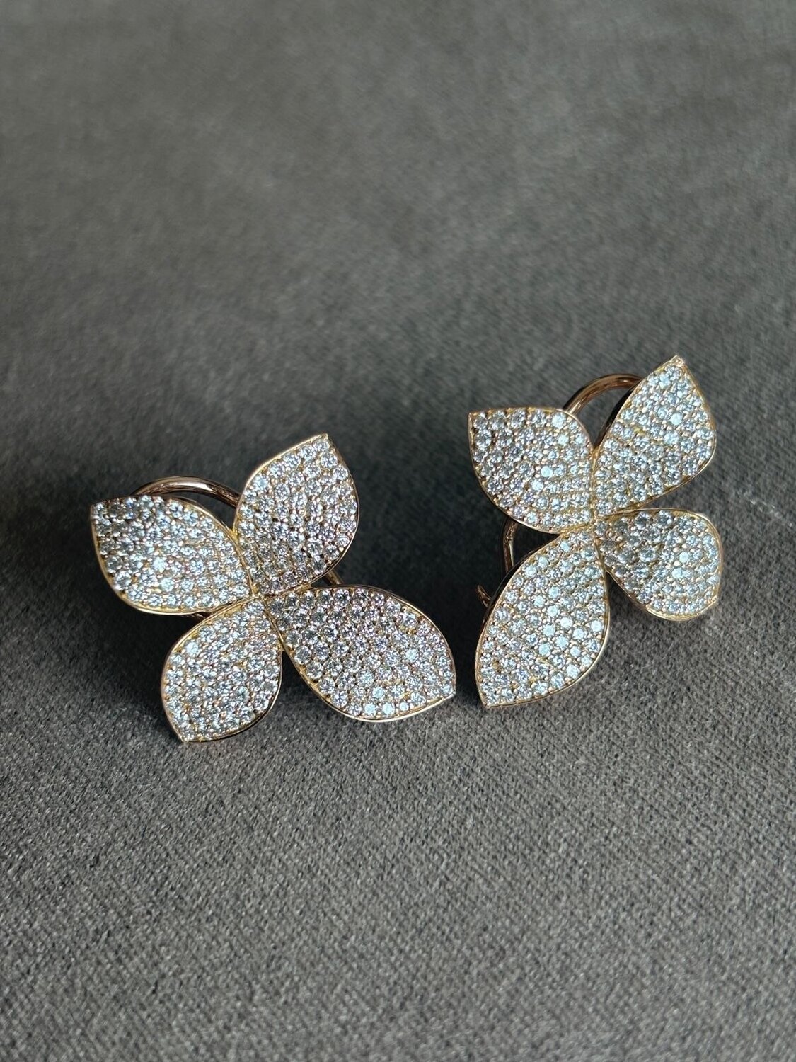 Diamond Orchid Flower Stud Earrings