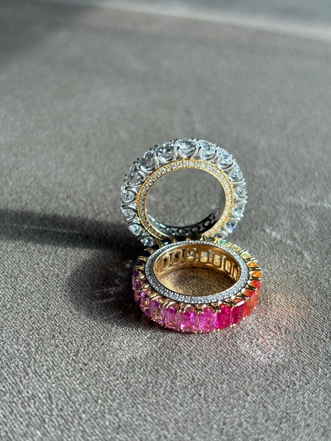 Diamond and Ruby Eternity Ring Stack