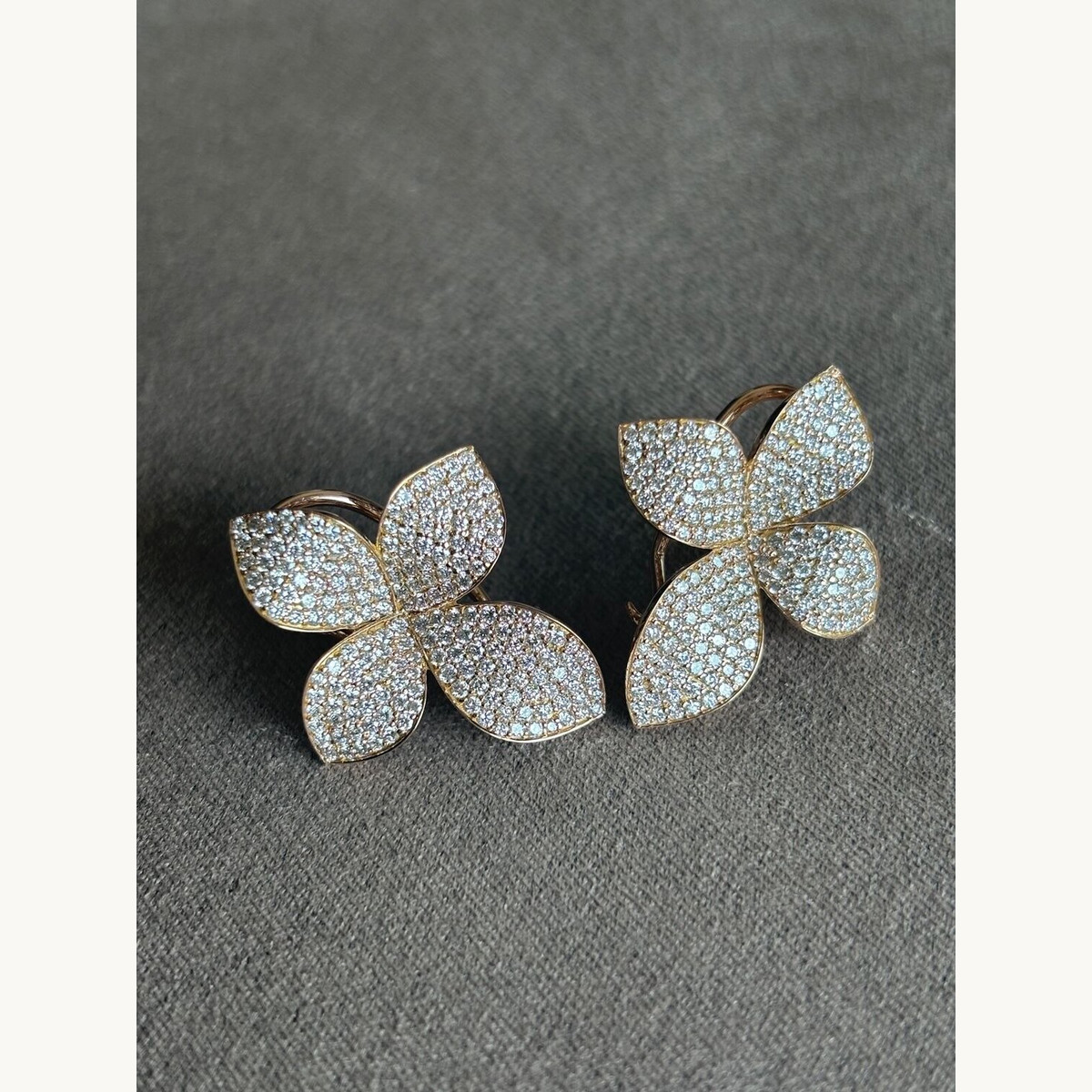Diamond Orchid Flower Stud Earrings