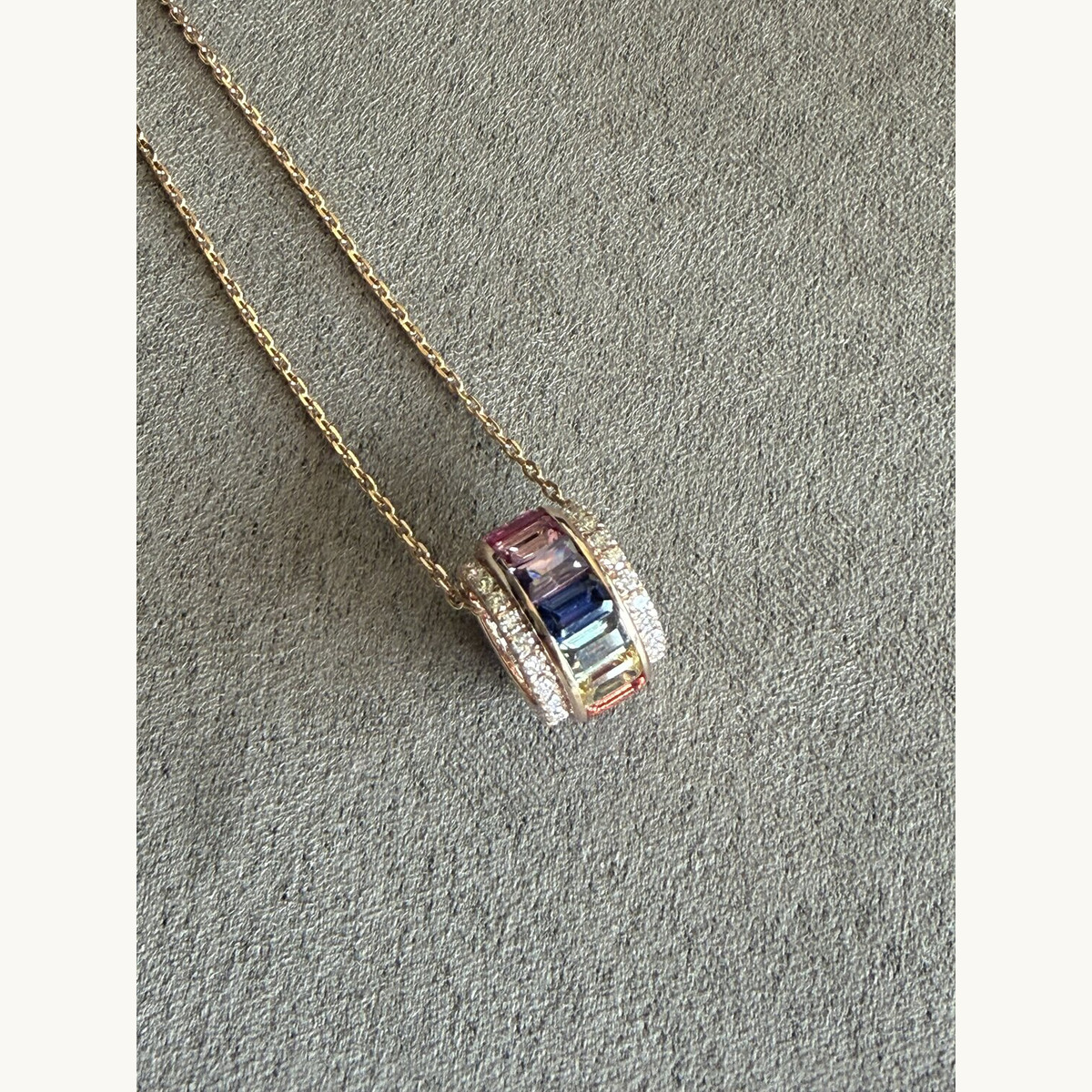 Multi-Sapphire Baguette Pendant Necklace