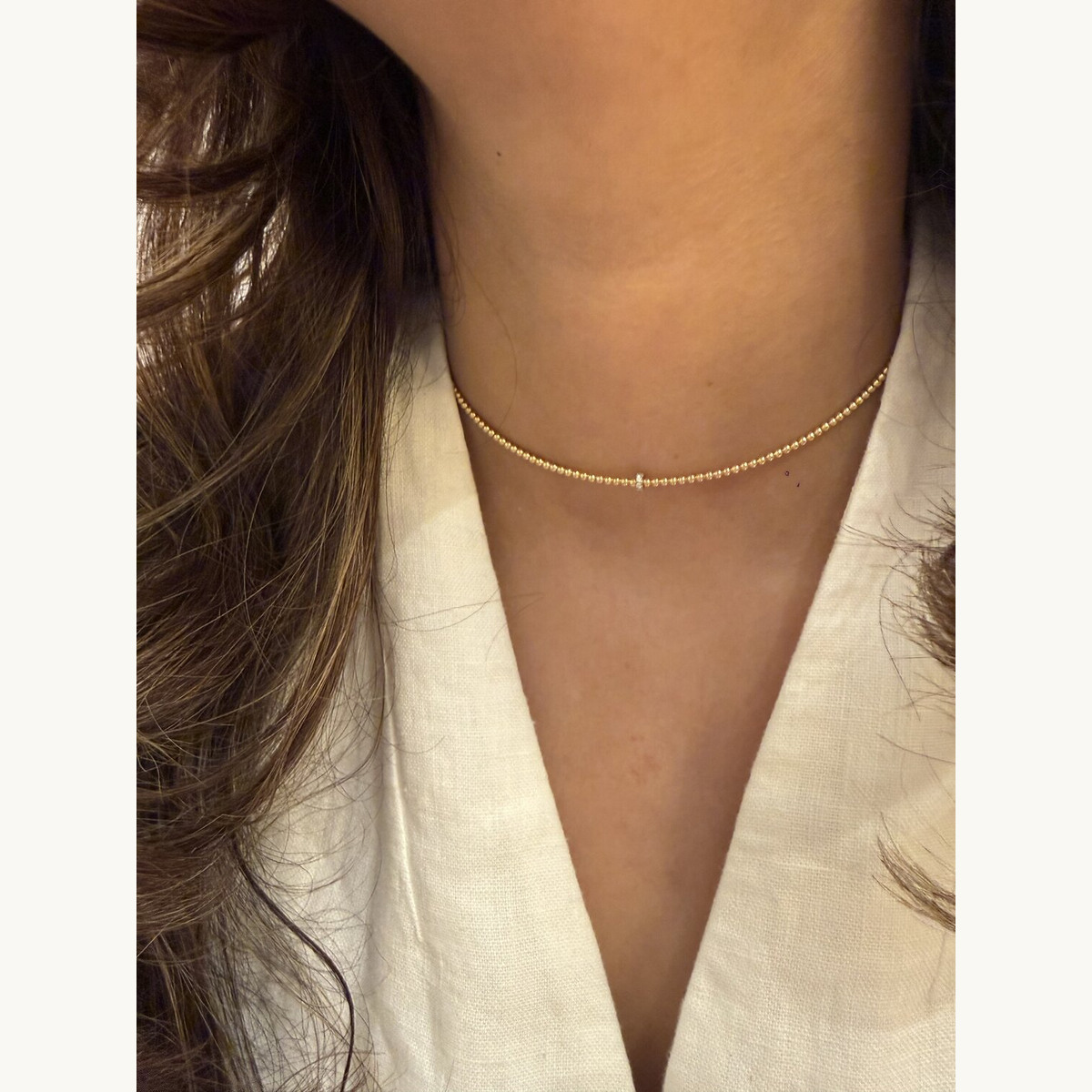 Fine Diamond Line Choker Necklace