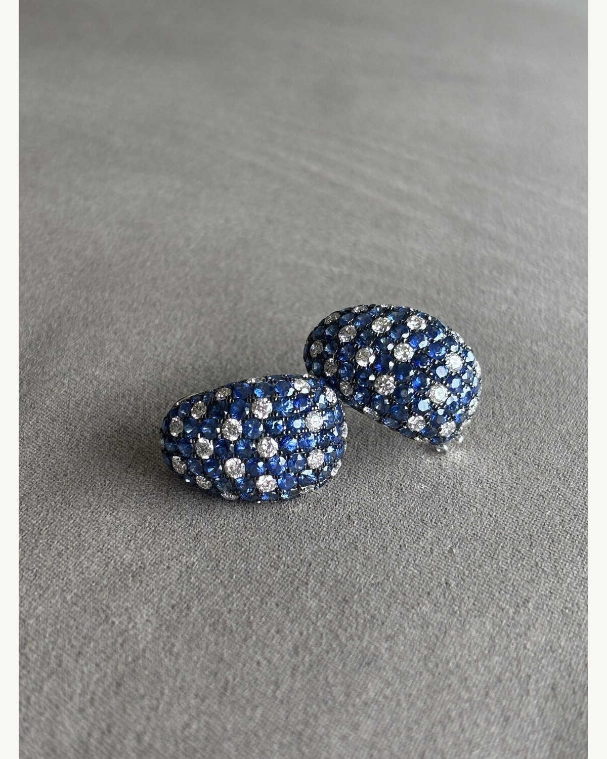 Blue Sapphire Pavé Huggie Earrings