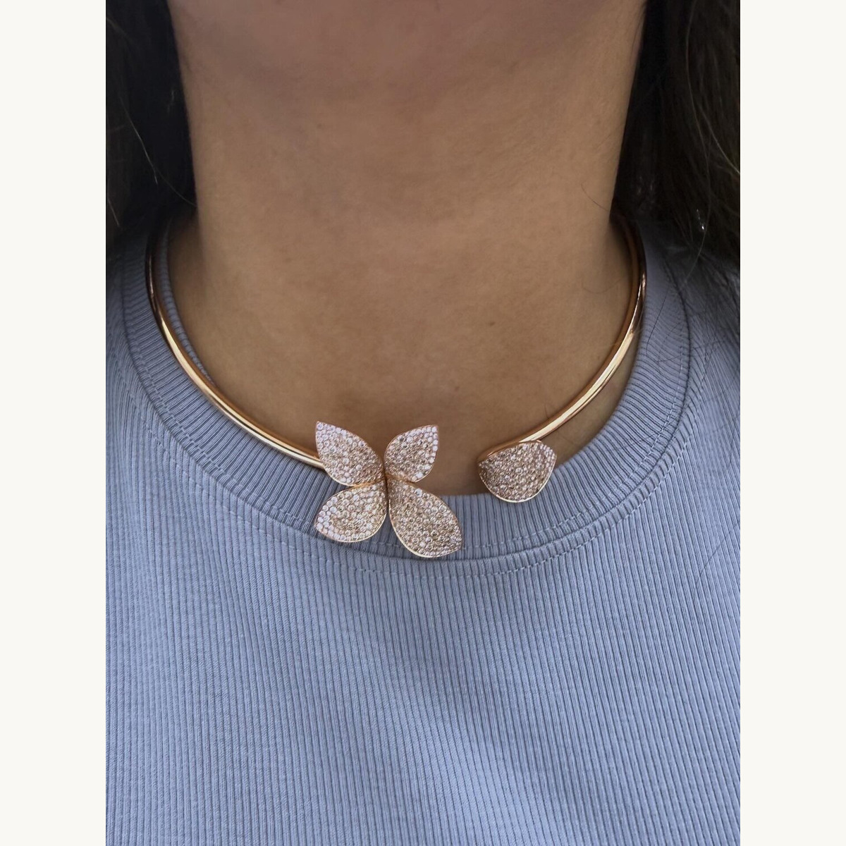 Rose Gold Diamond Butterfly Choker Necklace