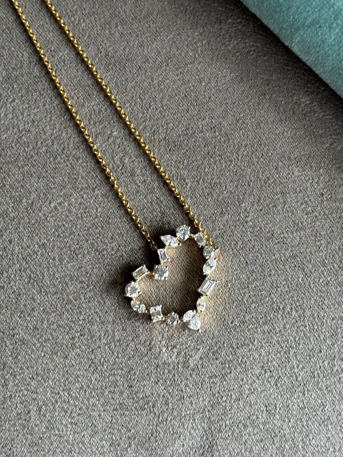 Gold Diamond Open-Heart Pendant Necklace