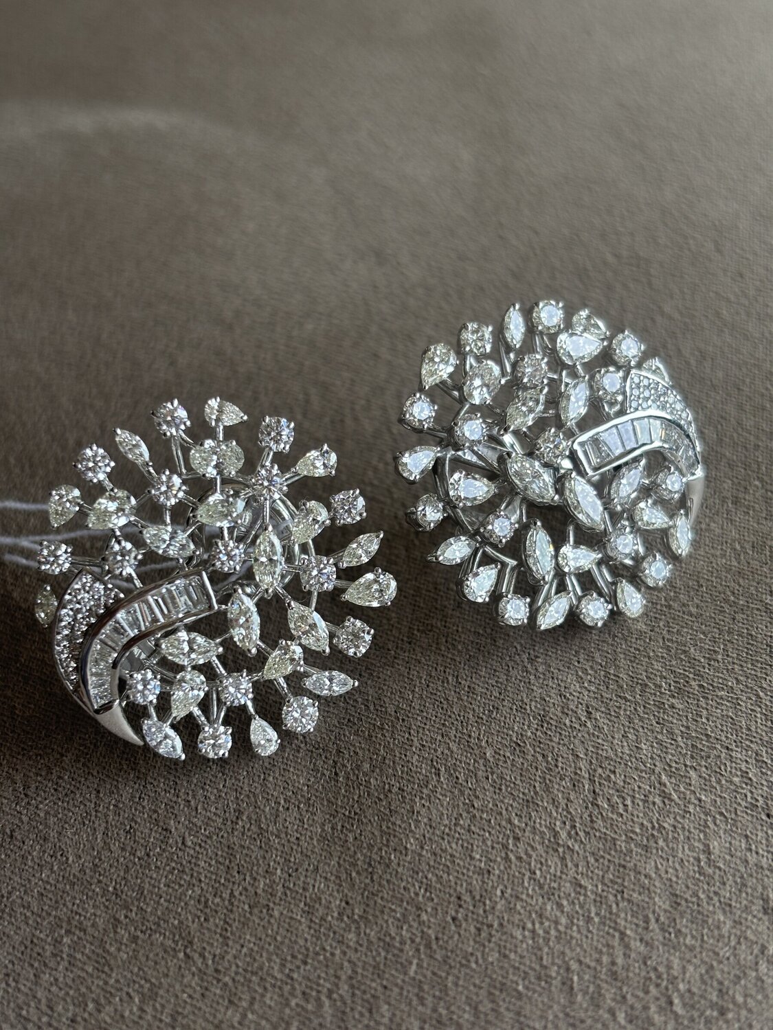 Diamond Cluster Floral Stud Earrings