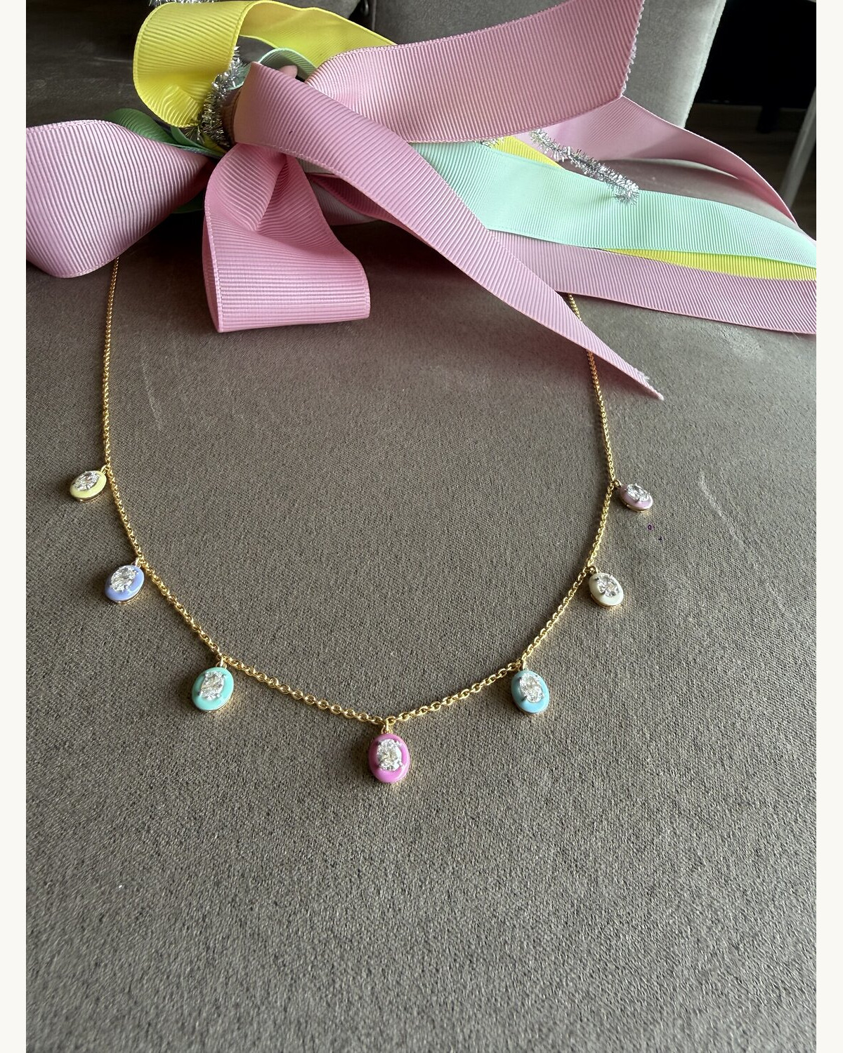 Multi-Gemstone Charm Station Necklace