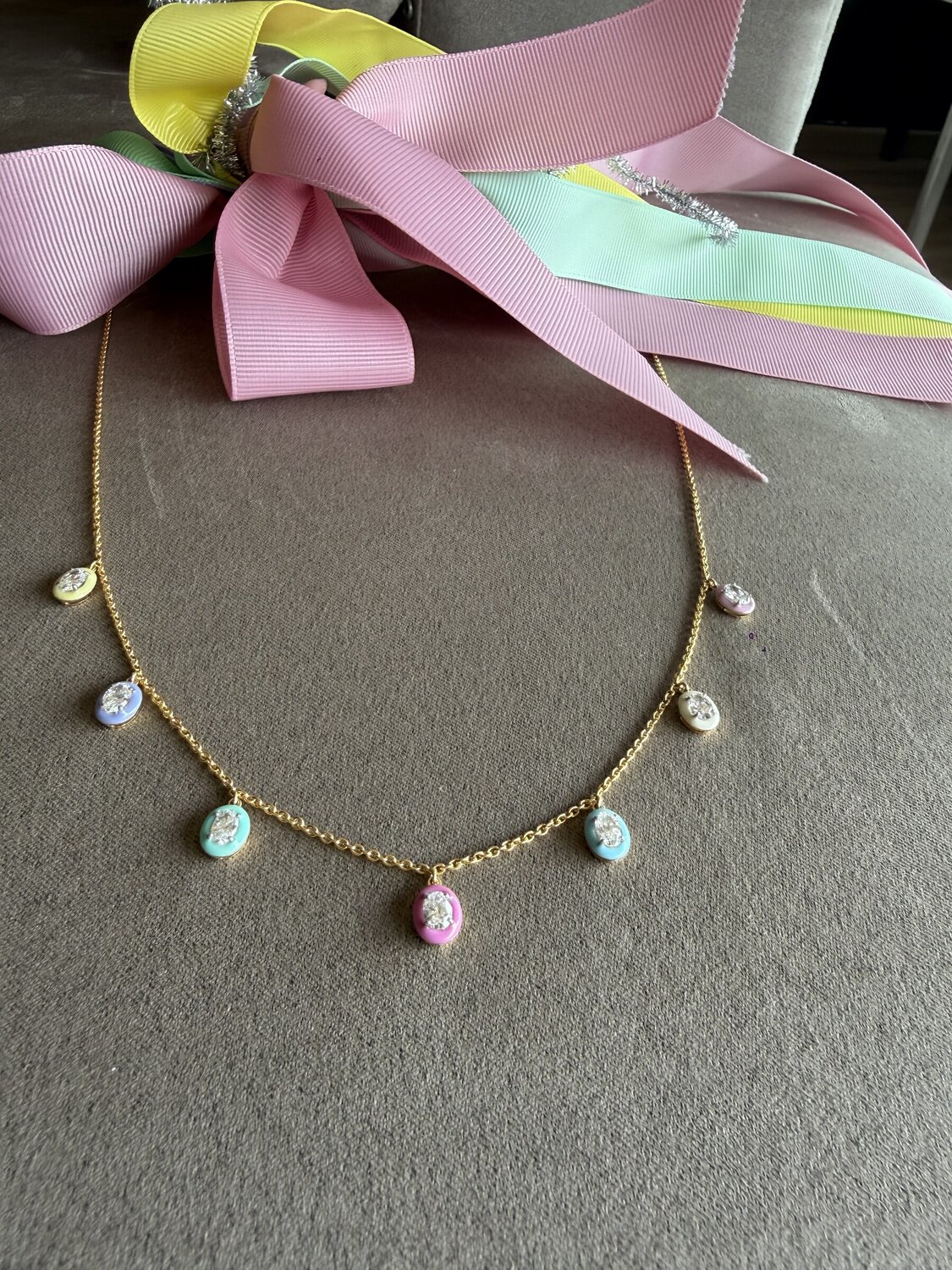 Multi-Gemstone Charm Station Necklace