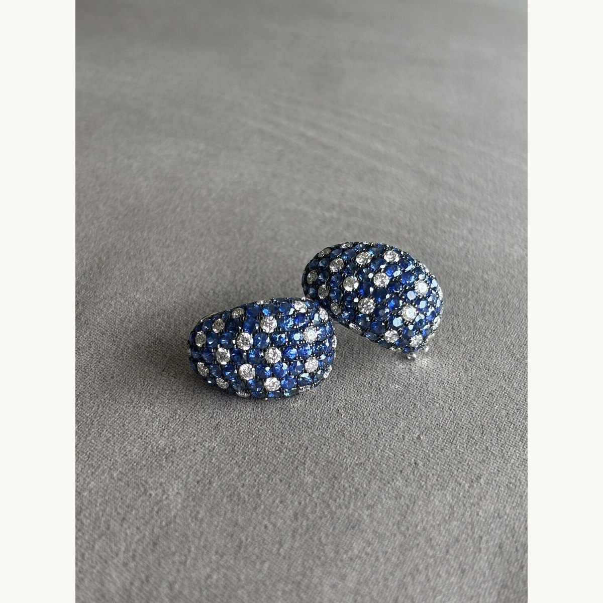 Blue Sapphire Pavé Huggie Earrings