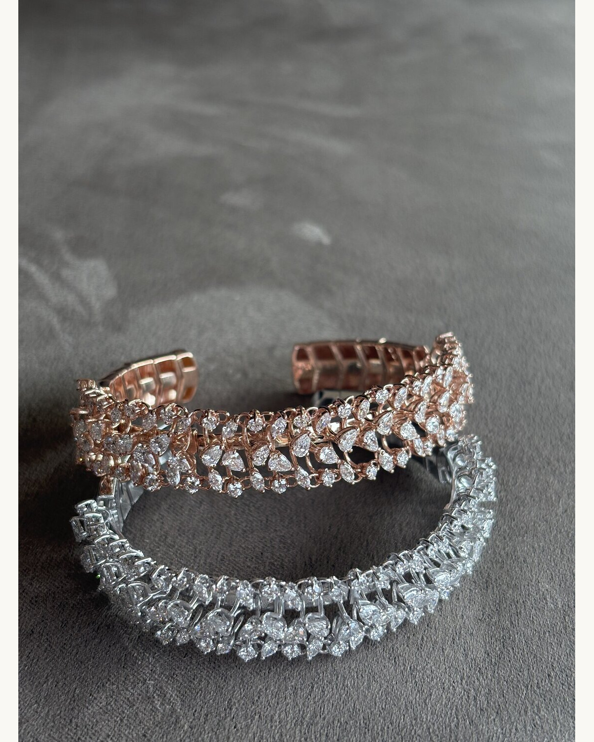 Rose Gold Diamond Cuff Bracelet Set