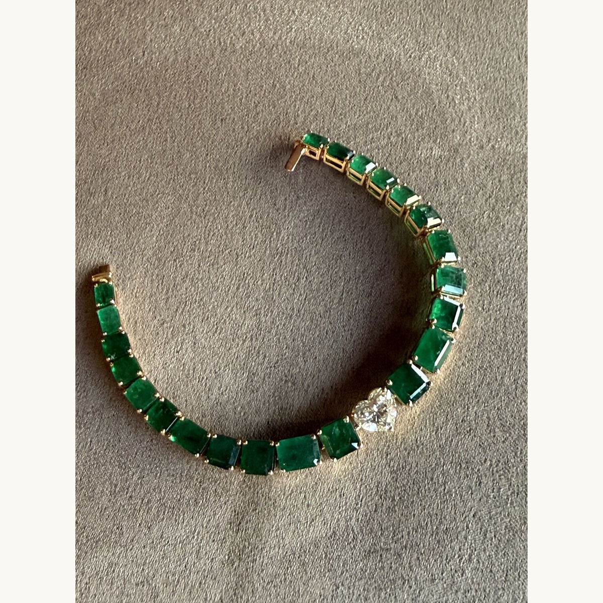 Octagon Emerald and Diamond Bracelet