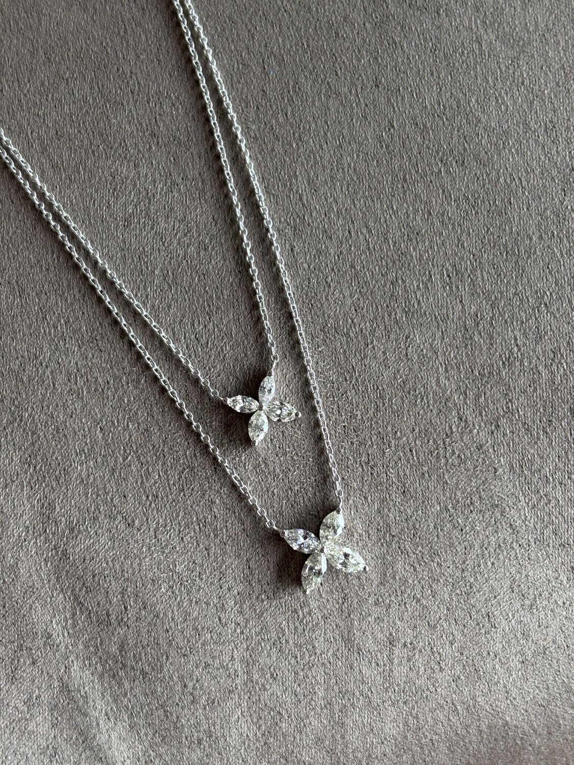 Layered Diamond Pendant Necklace Set