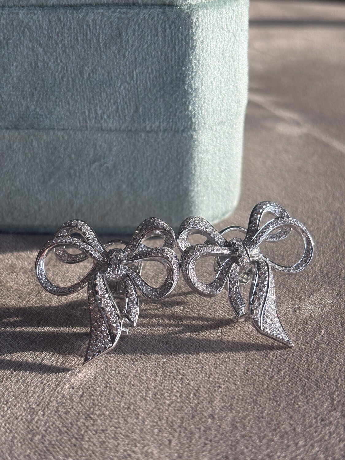 Diamond Bow Brooch