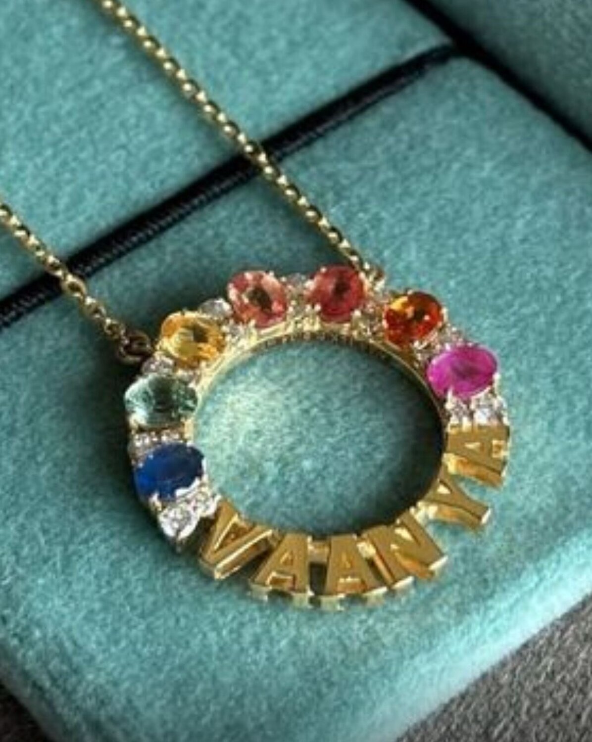 Personalised Multi-Gemstone Name Pendant Necklace