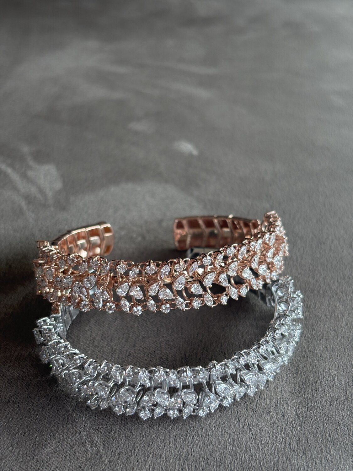 Rose Gold Diamond Cuff Bracelet Set