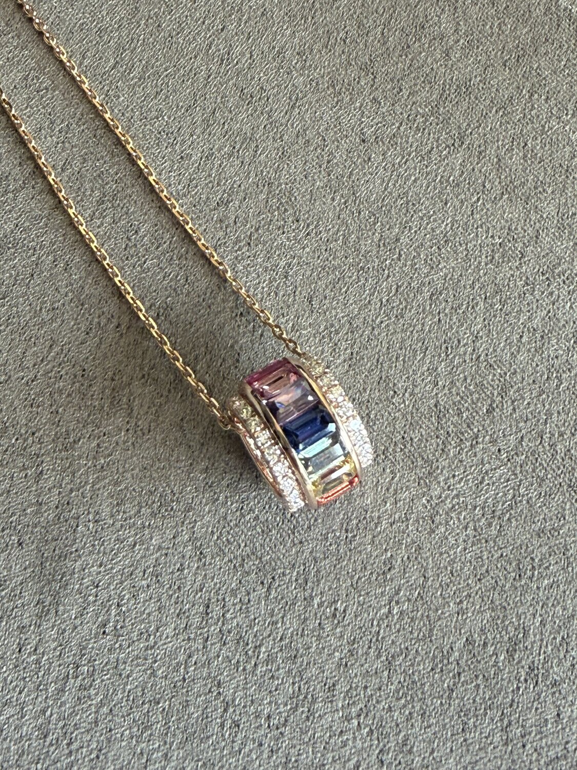 Multi-Sapphire Baguette Pendant Necklace