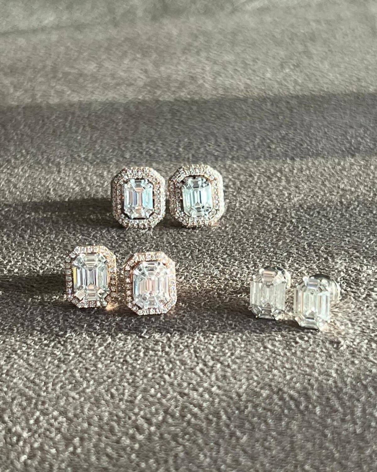 Emerald-Cut Diamond Stud Earrings