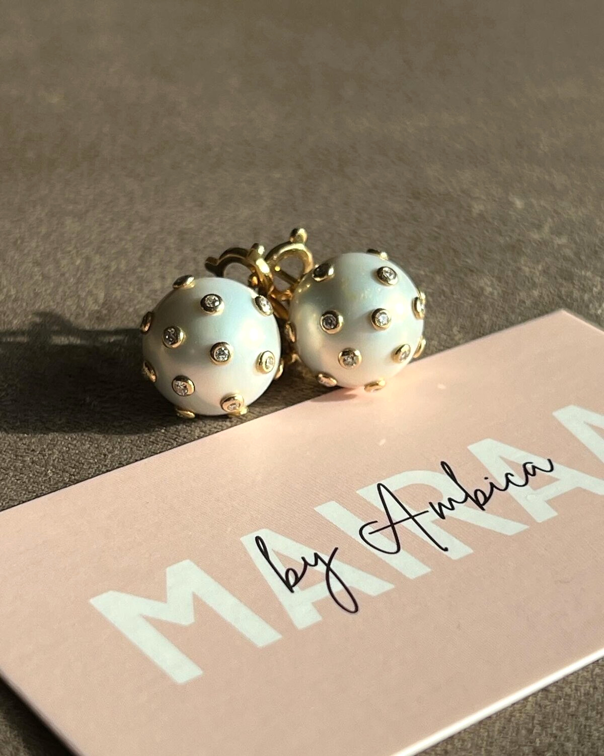 Pearl Stud Earrings with Diamonds