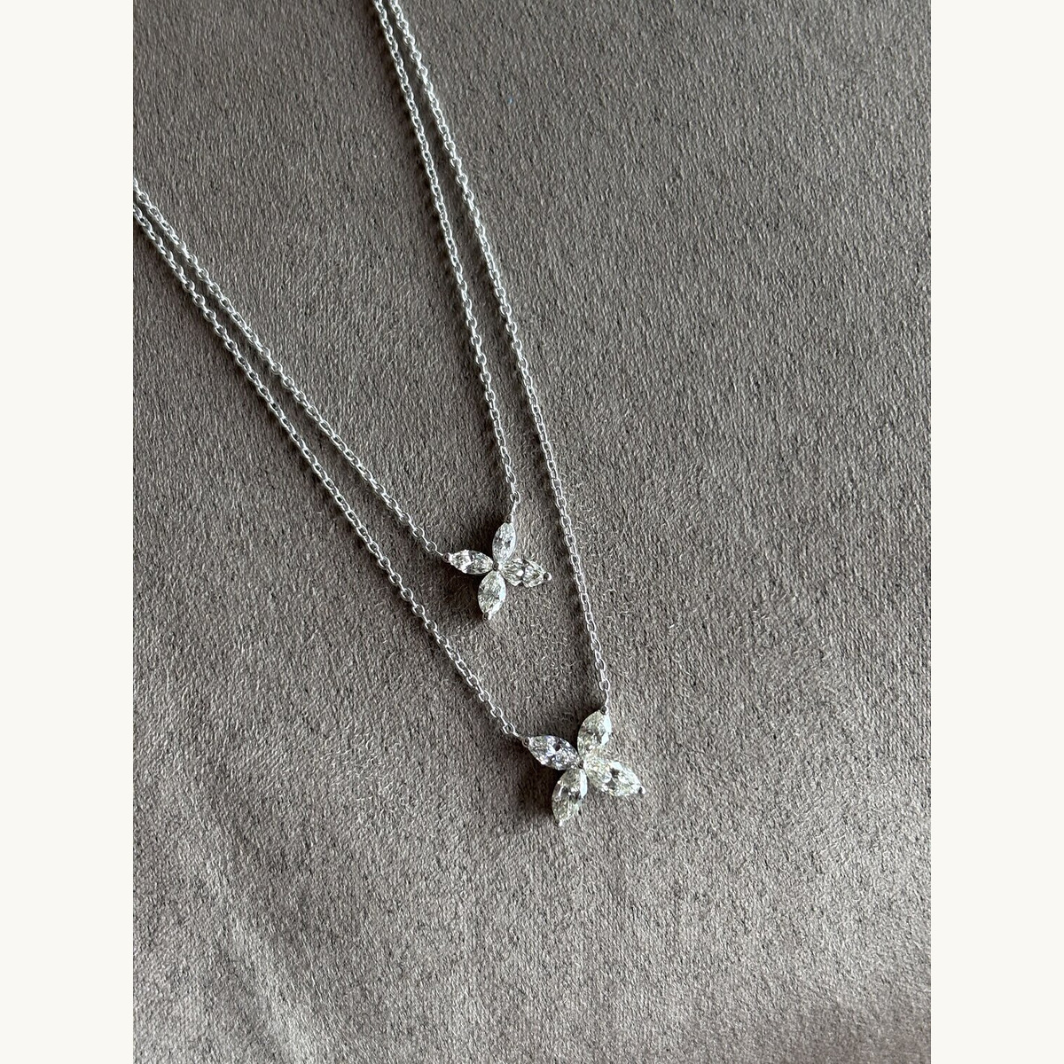 Layered Diamond Pendant Necklace Set