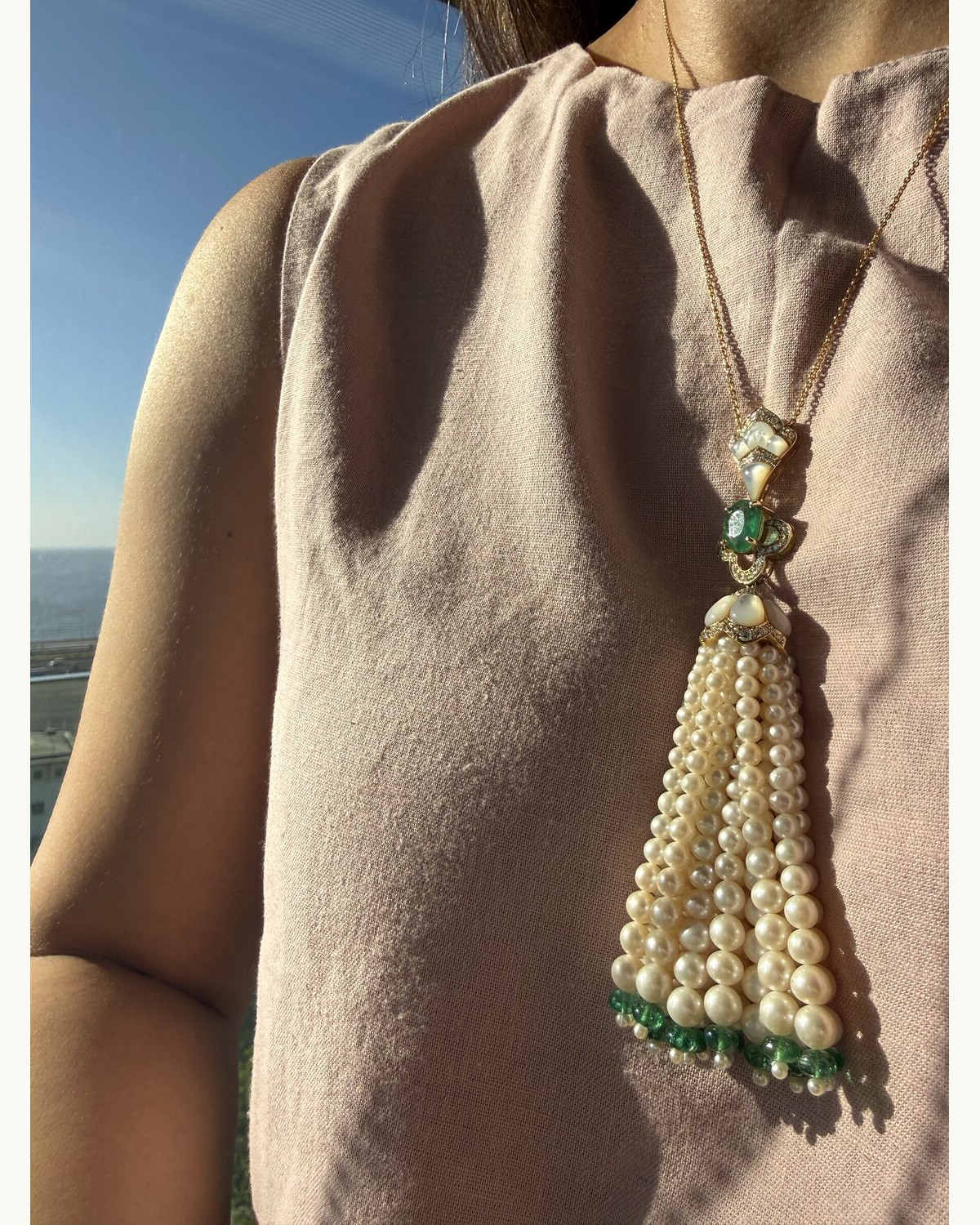 Pearl Tassel Drop Pendant Necklace