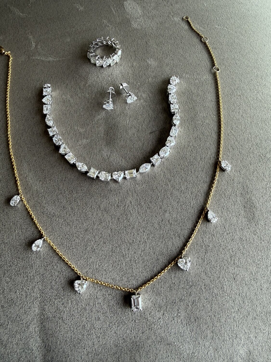 Diamond Bridal Necklace, Earring and Ring Set