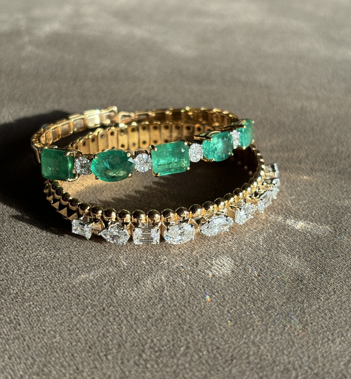 Emerald and Diamond Tennis Bracelet