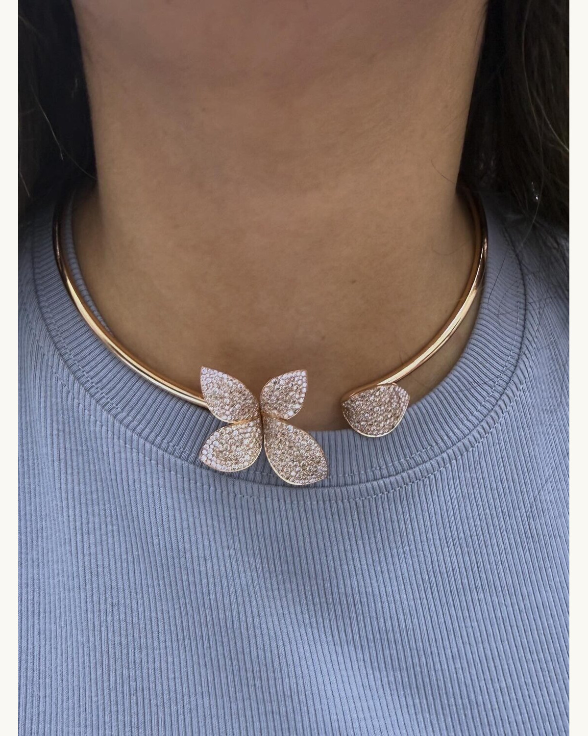 Rose Gold Diamond Butterfly Choker Necklace