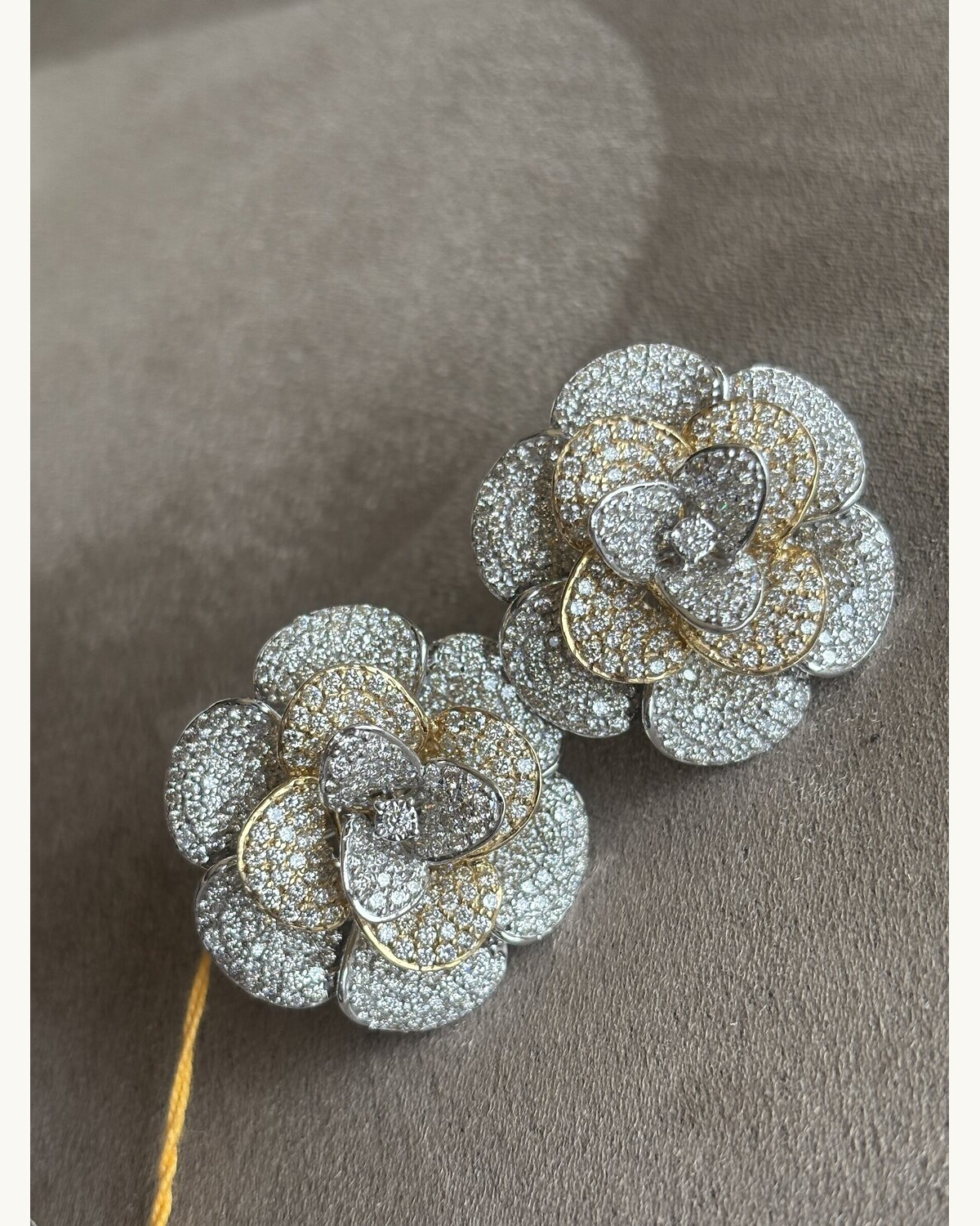 Diamond Camellia Flower Earrings
