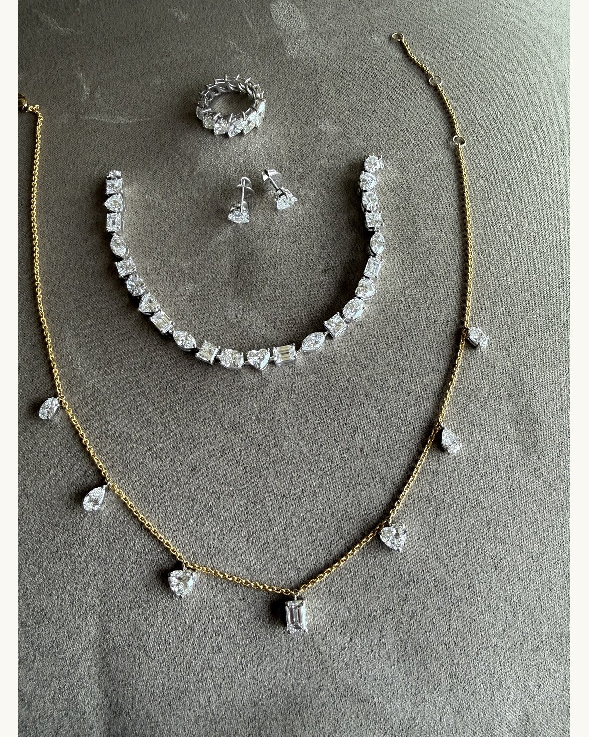 Diamond Bridal Necklace, Earring and Ring Set