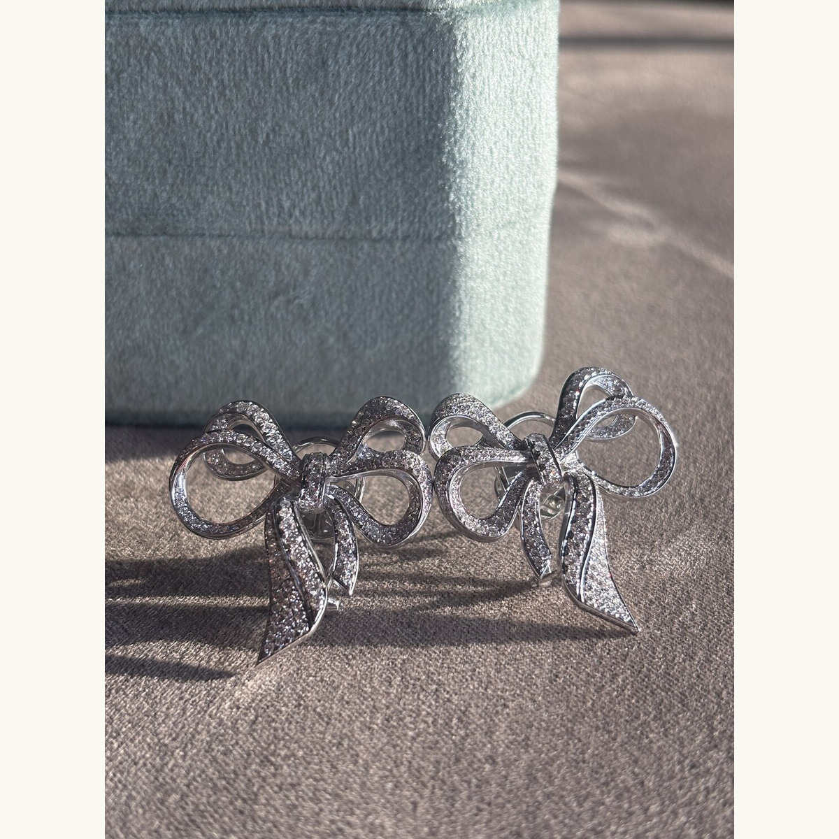 Diamond Bow Brooch