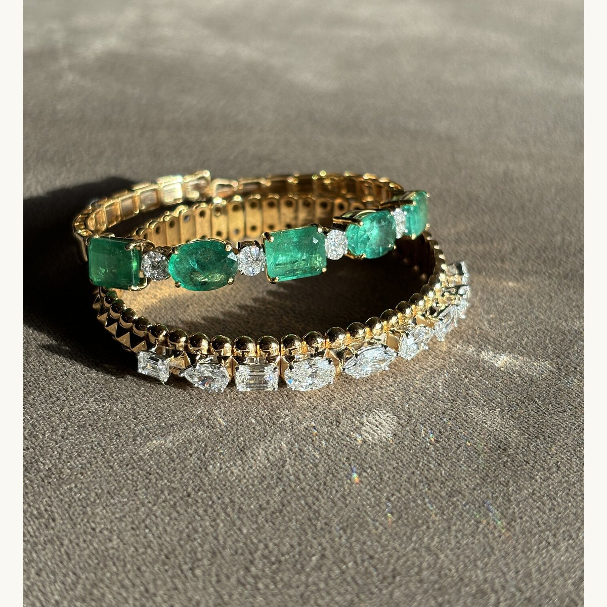 Emerald and Diamond Tennis Bracelet