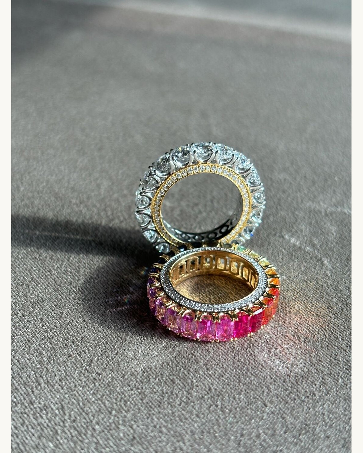Diamond and Ruby Eternity Ring Stack