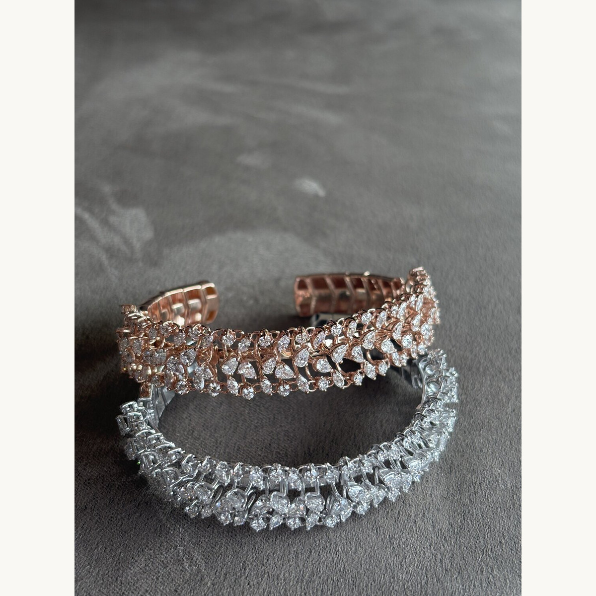 Rose Gold Diamond Cuff Bracelet Set