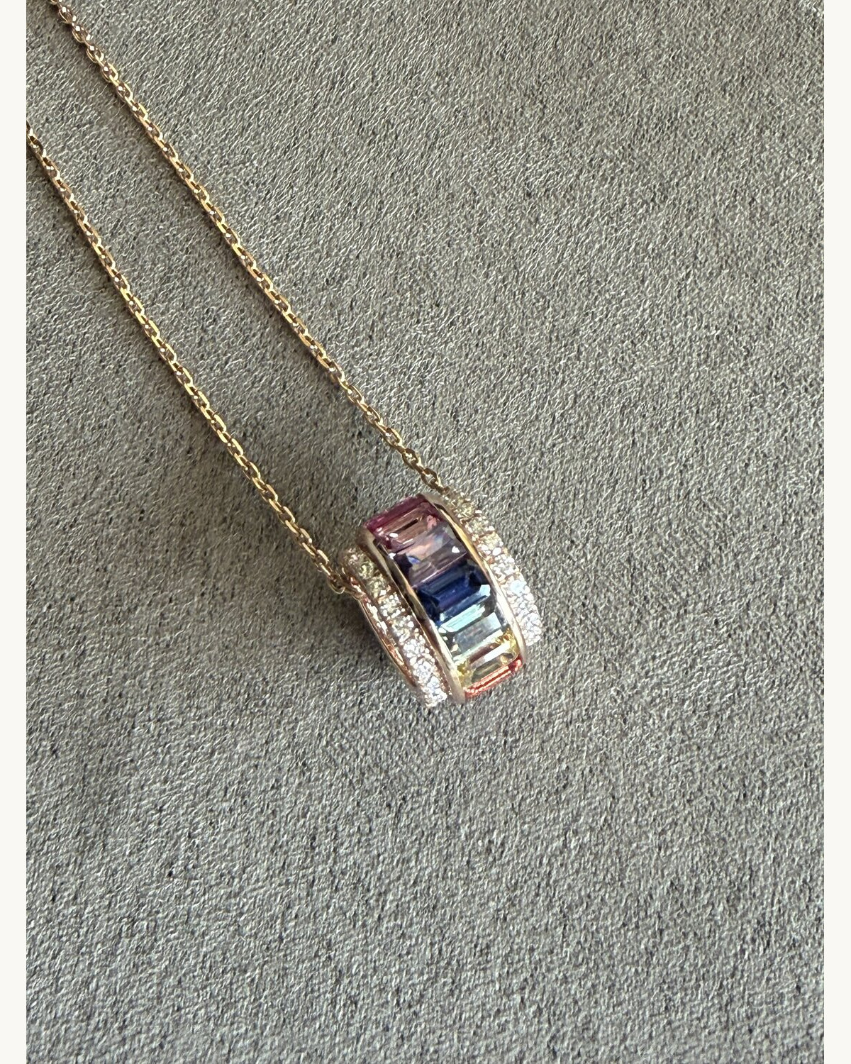 Multi-Sapphire Baguette Pendant Necklace
