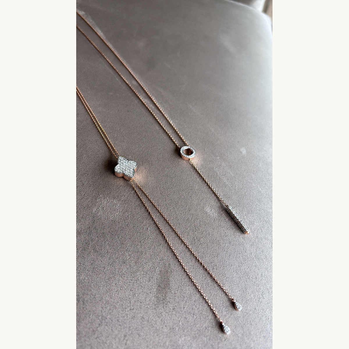Rose Gold Diamond Lariat Drop Necklace