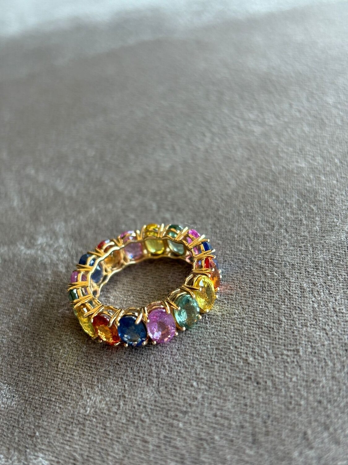 Rainbow Sapphire Eternity Band Ring