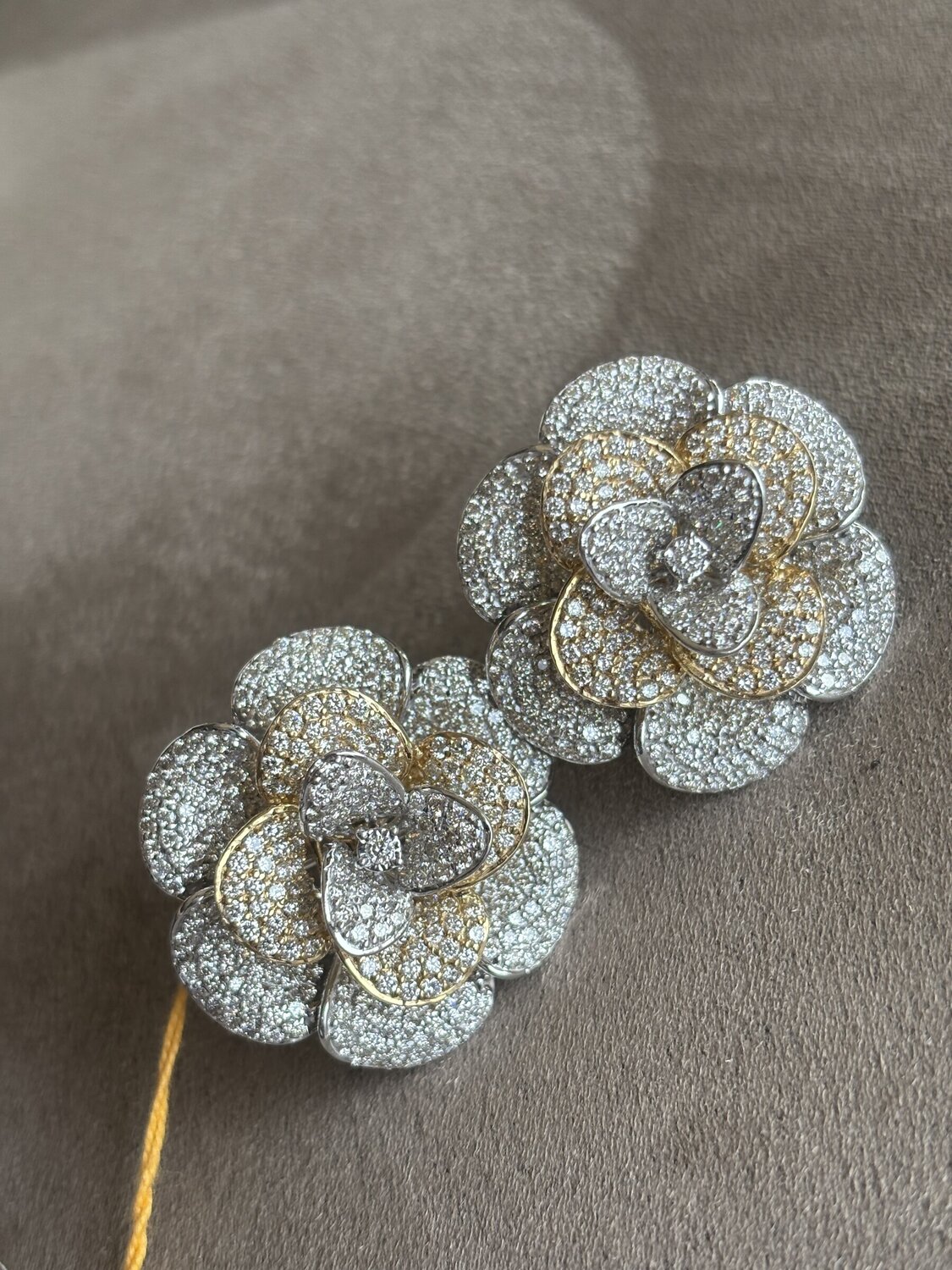 Diamond Camellia Flower Earrings