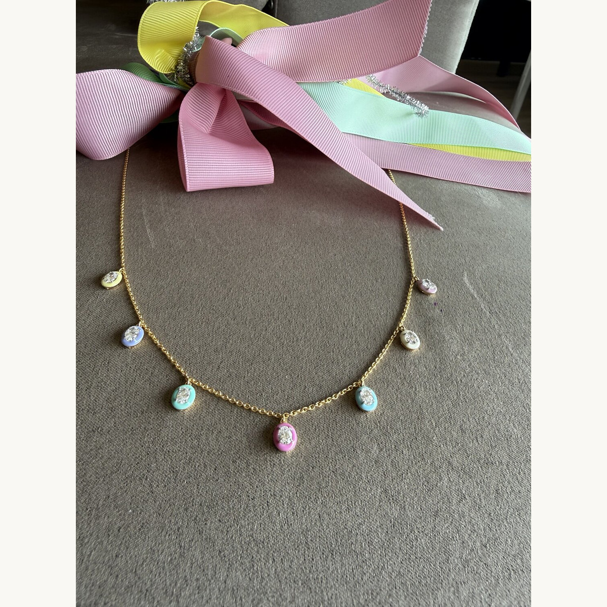 Multi-Gemstone Charm Station Necklace